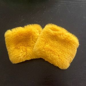 Anthropologie Pair Faux Fur Wrist Cuffs Yellow